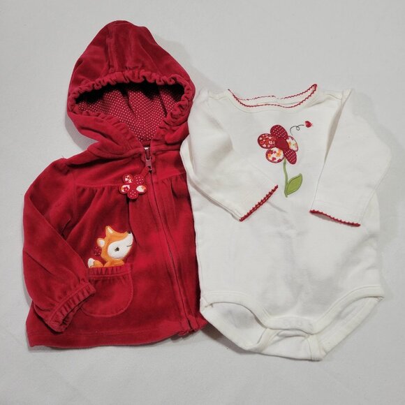 Gymboree Adorable Fox Used 6-12 month Hoodie. Outlet Used Bodysuit Mixed Bin Z27 - Picture 2 of 5